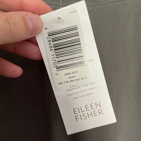 Eileen Fisher 100% Silk Double Layer Crop Pant in Fawn Size Large - Picture 4 of 9